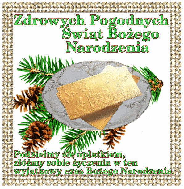 Opłatki na talerzu wśród szyszek